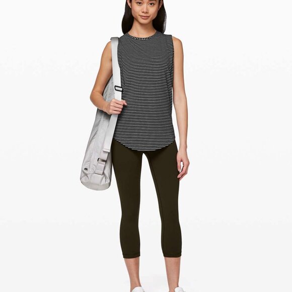 Lululemon Brunswick Muscle Tank Modern Stripe Heathered Black White - Picture 5 of 11